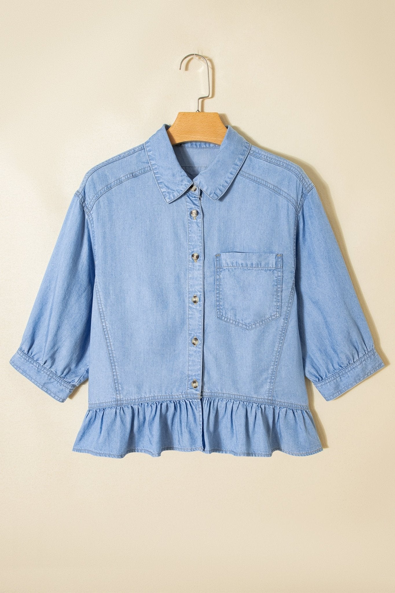 Daphne High Low Chambray Shirt - Hello Beautiful BoutiqueBlouses & ShirtsThreaded Pear