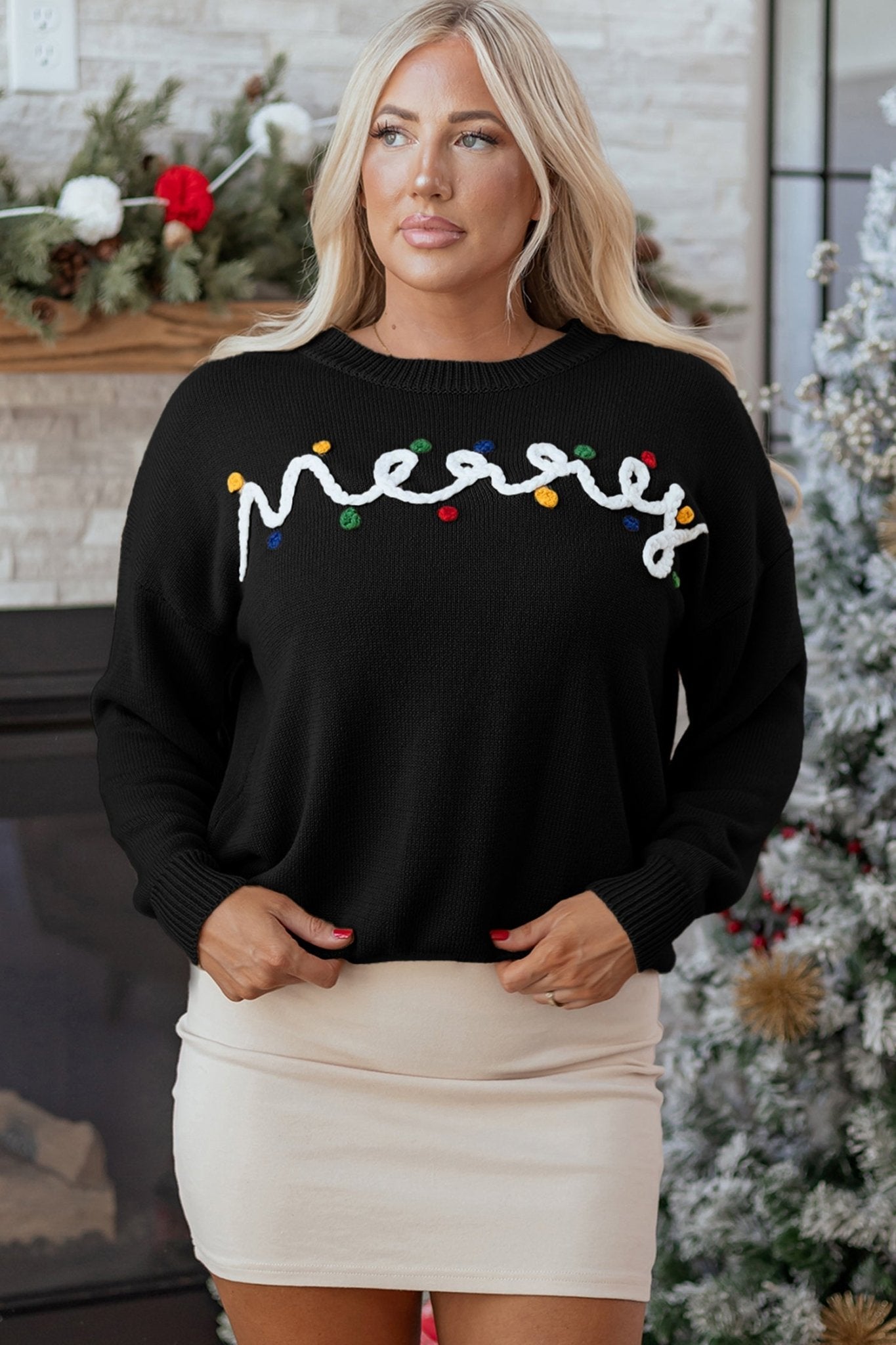 Darcy Christmas Drop Shoulder Sweater - Hello Beautiful BoutiqueSweatersThreaded Pear