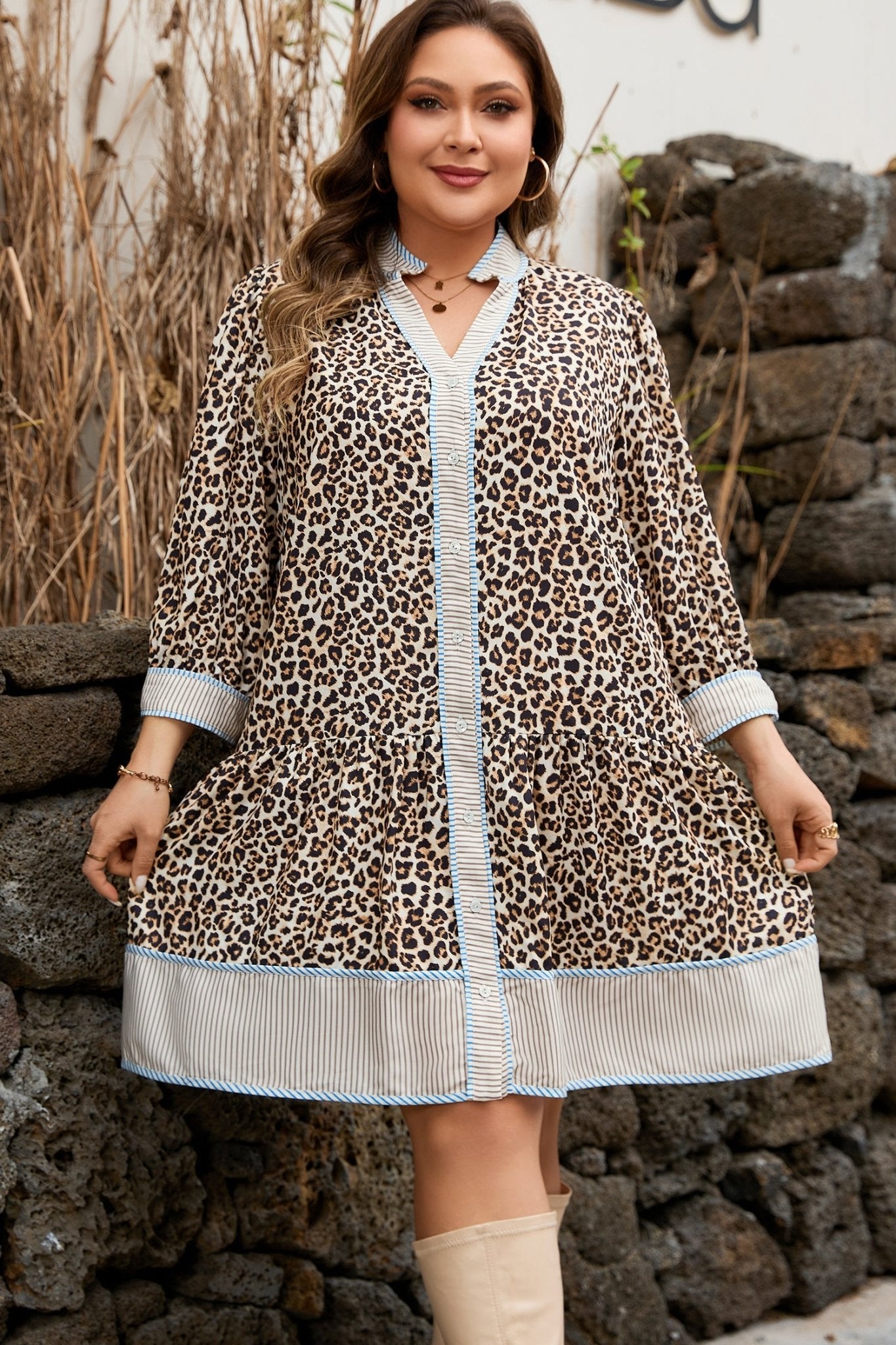 Davina Long Sleeve Mini PLUS Dress - Hello Beautiful BoutiquePlus Size Mini DressesThreaded Pear