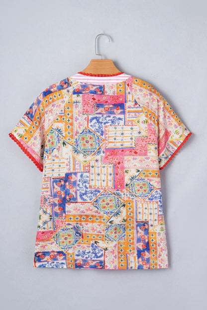 Deborah Print Short Sleeve Blouse - Hello Beautiful BoutiqueBlouses & ShirtsThreaded Pear