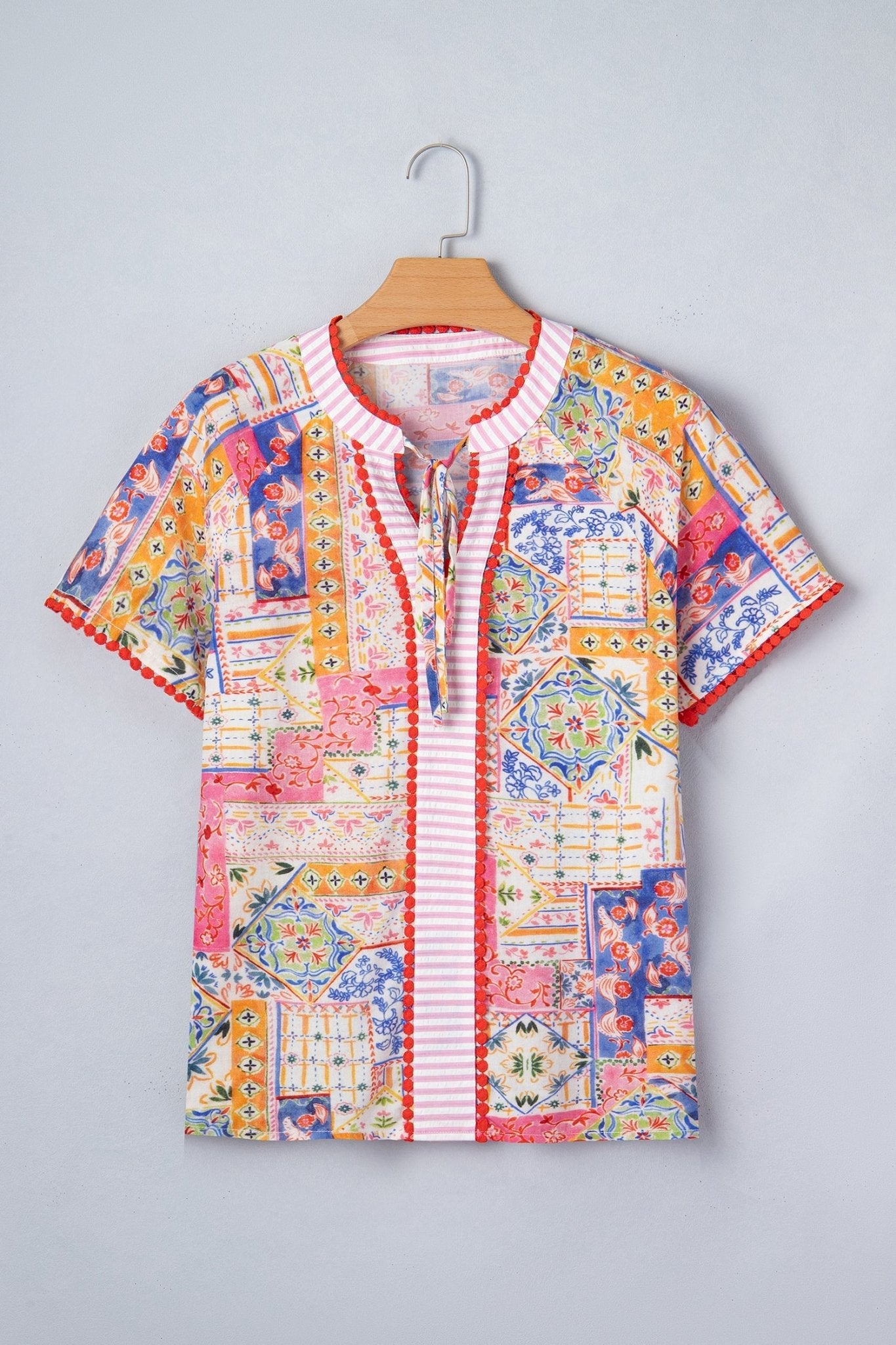 Deborah Print Short Sleeve Blouse - Hello Beautiful BoutiqueBlouses & ShirtsThreaded Pear