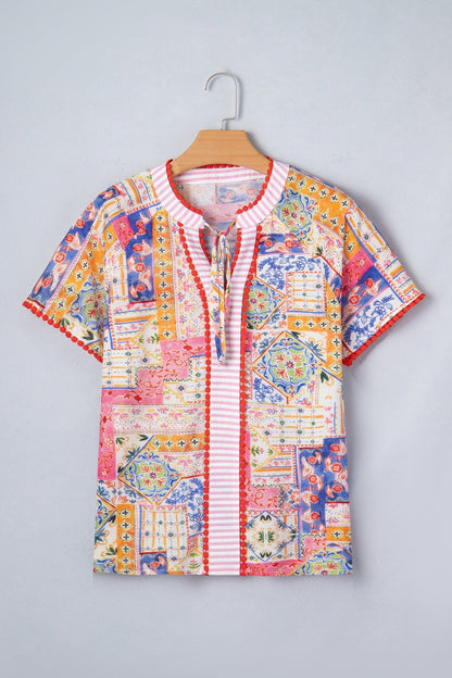 Deborah Print Short Sleeve Blouse - Hello Beautiful BoutiqueBlouses & ShirtsThreaded Pear