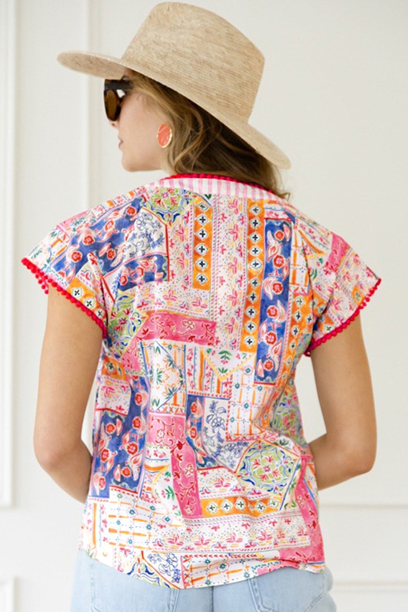 Deborah Print Short Sleeve Blouse - Hello Beautiful BoutiqueBlouses & ShirtsThreaded Pear