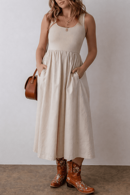 Della Pleated Sleeveless Long Dress - Hello Beautiful BoutiqueMaxi DressesThreaded Pear