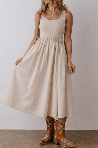 Della Pleated Sleeveless Long Dress - Hello Beautiful BoutiqueMaxi DressesThreaded Pear