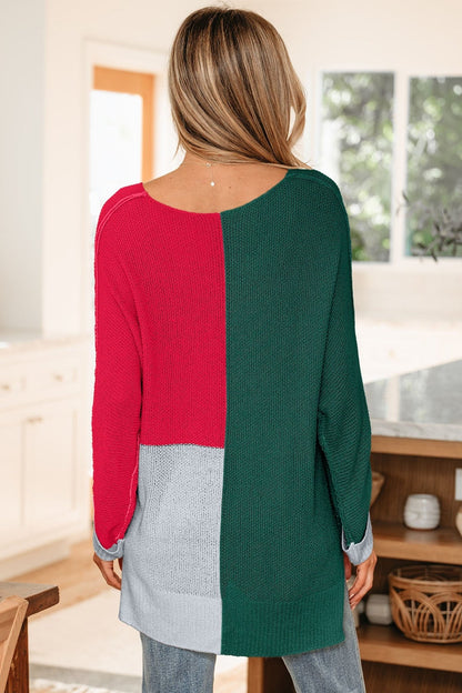 Demi Block Knit Loose Sweater - Hello Beautiful BoutiqueSweatersThreaded Pear