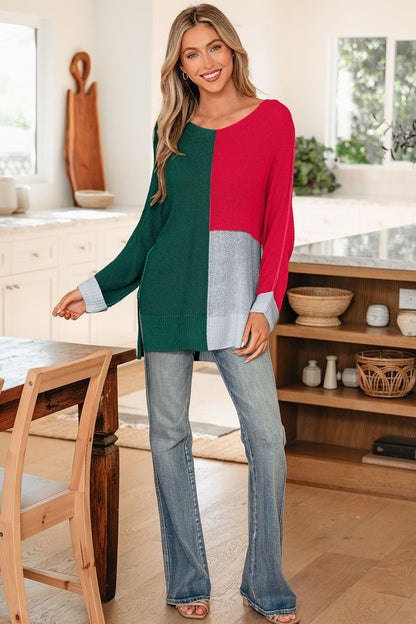 Demi Block Knit Loose Sweater - Hello Beautiful BoutiqueSweatersThreaded Pear