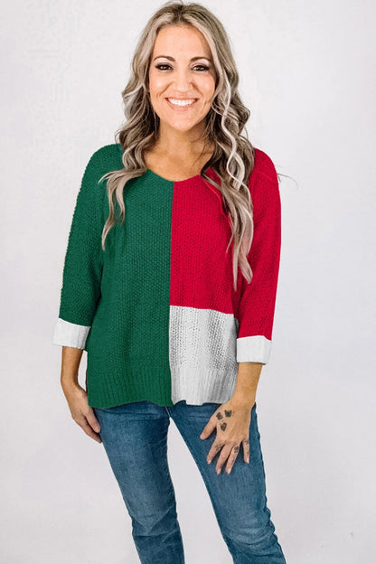 Demi Block Knit Loose Sweater - Hello Beautiful BoutiqueSweatersThreaded Pear