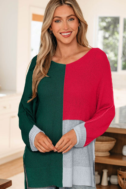 Demi Block Knit Loose Sweater - Hello Beautiful BoutiqueSweatersThreaded Pear