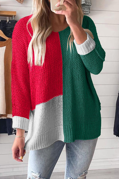 Demi Block Knit Loose Sweater - Hello Beautiful BoutiqueSweatersThreaded Pear