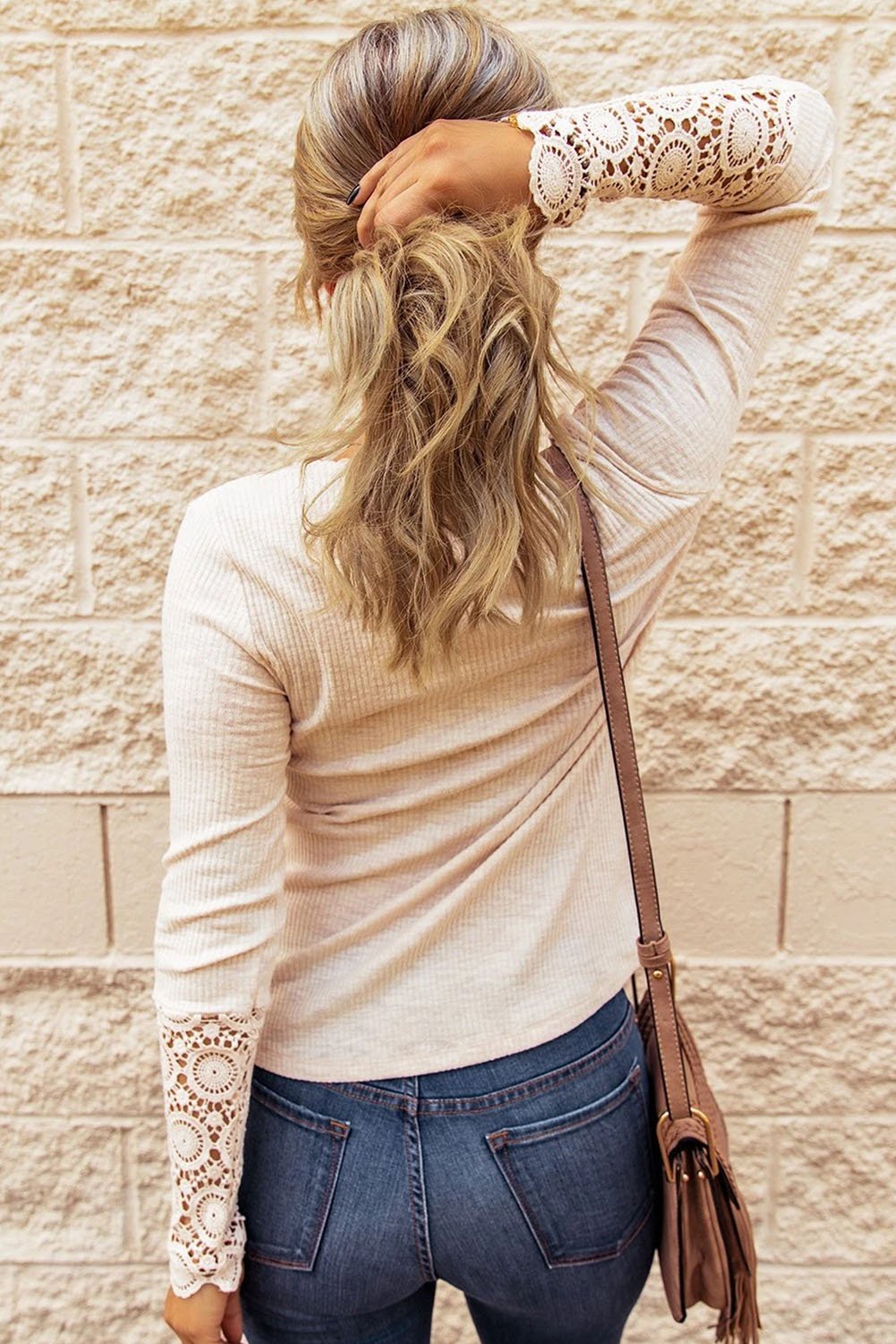 Denver Lace Hem Sleeve Top - Hello Beautiful BoutiqueLong Sleeve TopsThreaded Pear