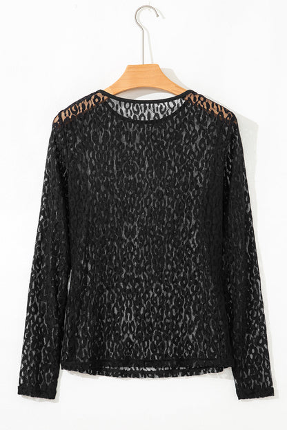 Denver Pattern Sheer Mesh Long Sleeve Top - Hello Beautiful BoutiqueLong Sleeve TopsThreaded Pear