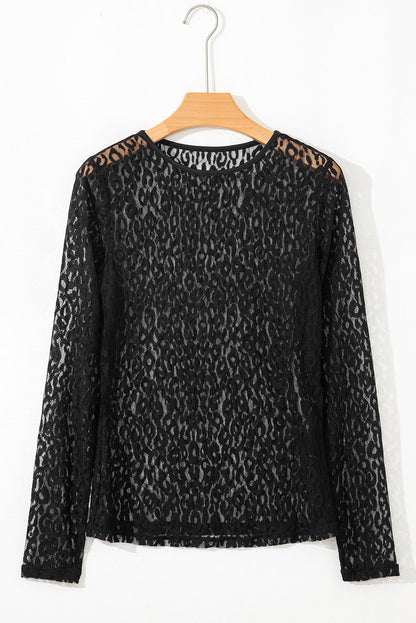 Denver Pattern Sheer Mesh Long Sleeve Top - Hello Beautiful BoutiqueLong Sleeve TopsThreaded Pear