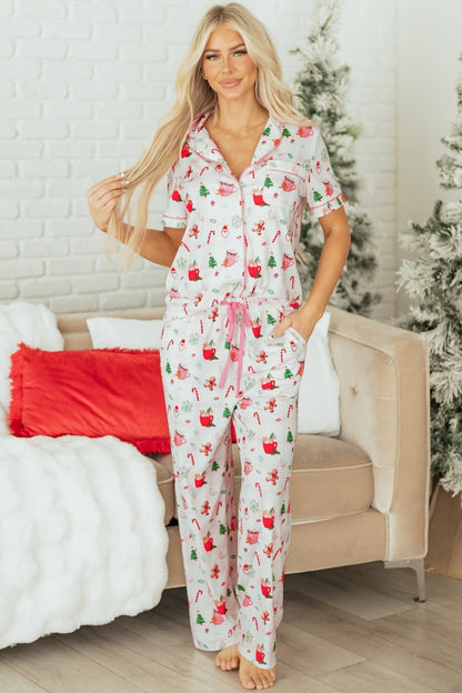 Destiny Print Short Sleeve PJ Set - Hello Beautiful BoutiqueSleepwearThreaded Pear
