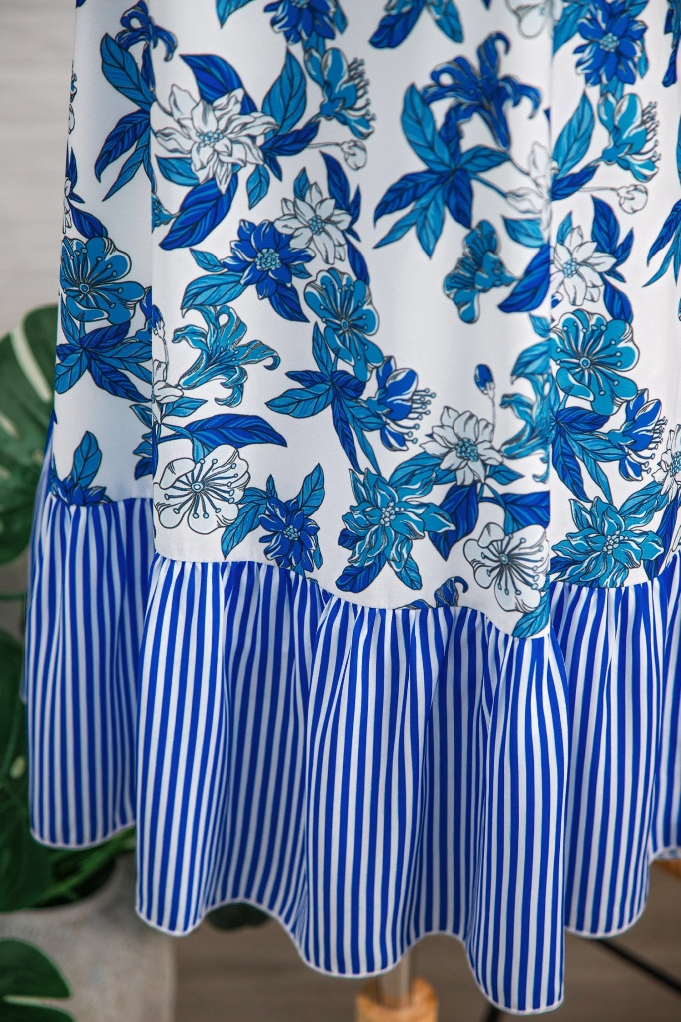 Dior Ruffle Hem Patchwork Dress - Hello Beautiful BoutiqueFloral DressesThreaded Pear