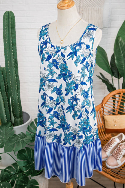 Dior Ruffle Hem Patchwork Dress - Hello Beautiful BoutiqueFloral DressesThreaded Pear