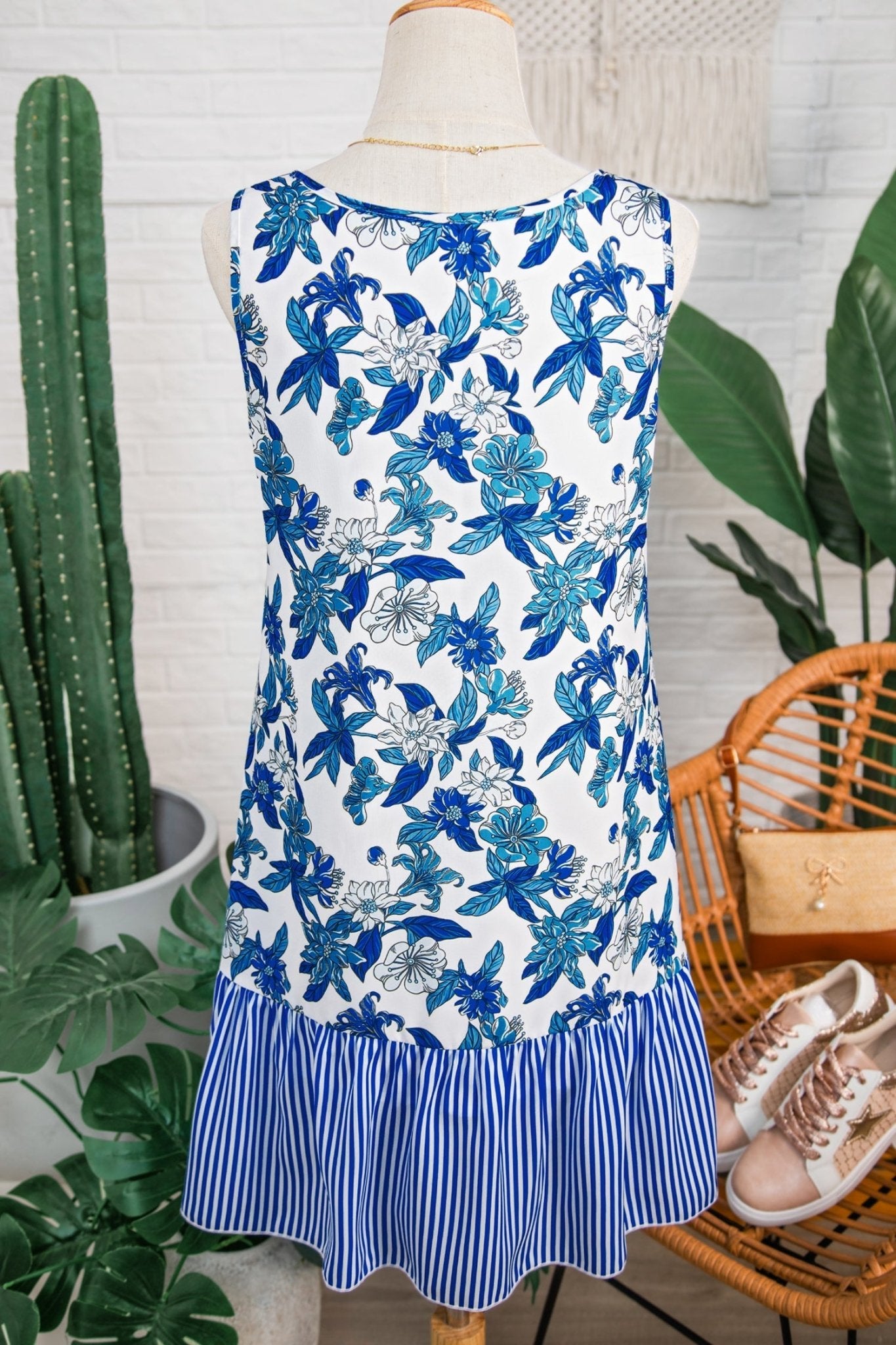 Dior Ruffle Hem Patchwork Dress - Hello Beautiful BoutiqueFloral DressesThreaded Pear