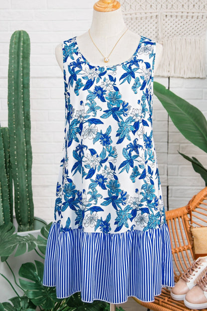 Dior Ruffle Hem Patchwork Dress - Hello Beautiful BoutiqueFloral DressesThreaded Pear