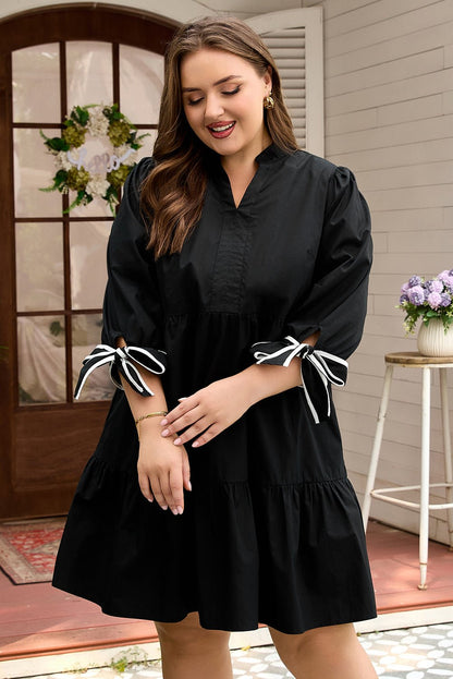 Dorothy Knot Cuffs Mini PLUS Dress - Hello Beautiful BoutiquePlus Size Mini DressesThreaded Pear