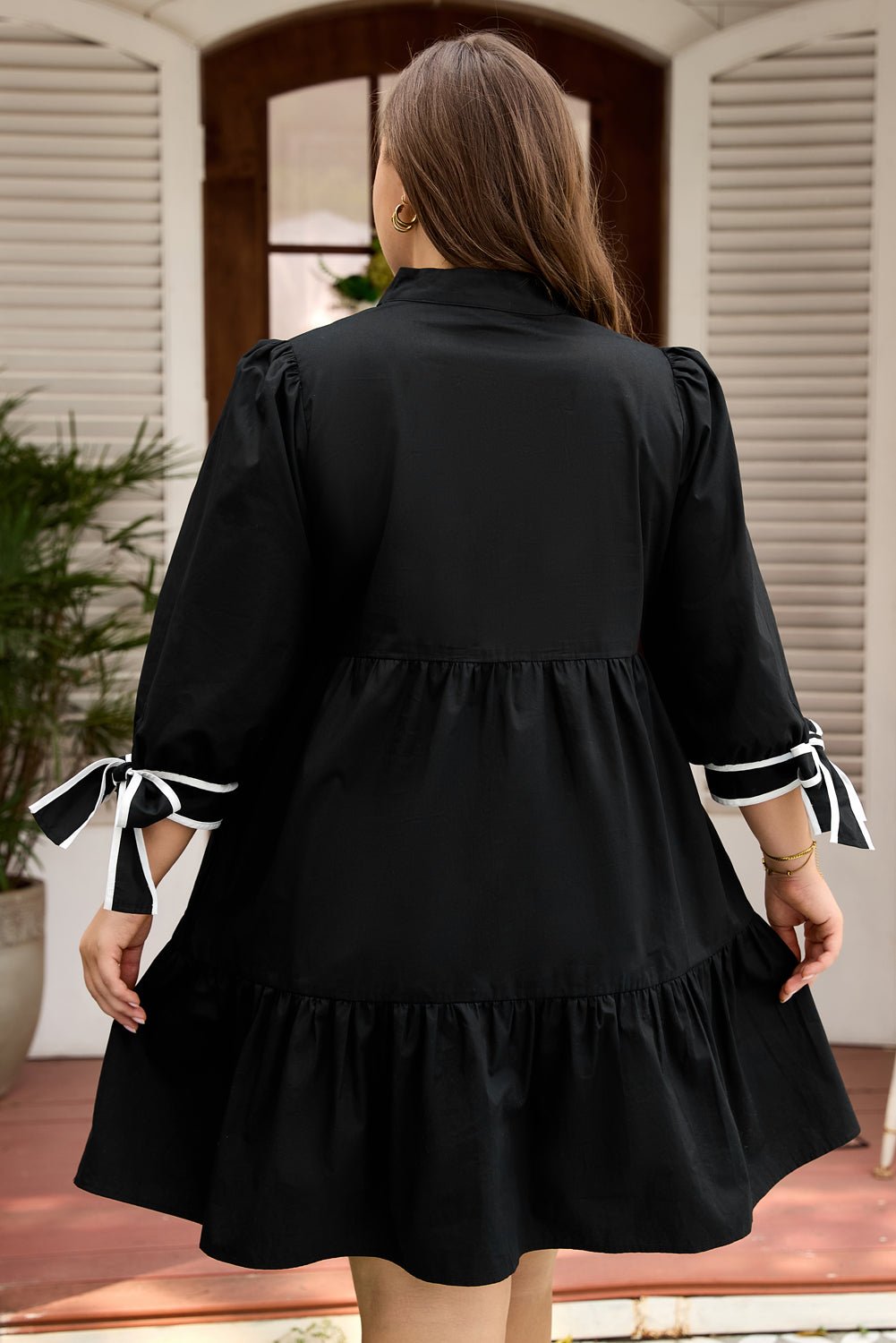 Dorothy Knot Cuffs Mini PLUS Dress - Hello Beautiful BoutiquePlus Size Mini DressesThreaded Pear