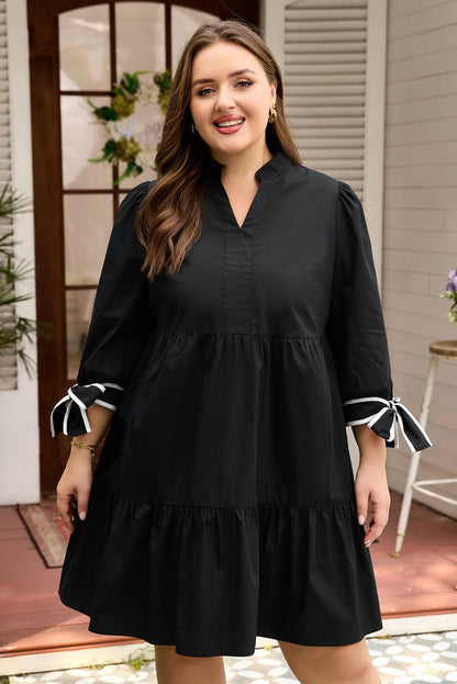 Dorothy Knot Cuffs Mini PLUS Dress - Hello Beautiful BoutiquePlus Size Mini DressesThreaded Pear