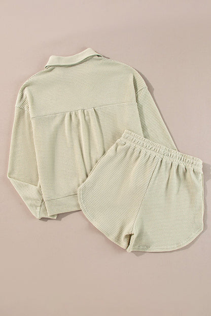 Dulce Parchment Textured Long Sleeve Lounge Set - Hello Beautiful Boutique15% OFFThreaded Pear