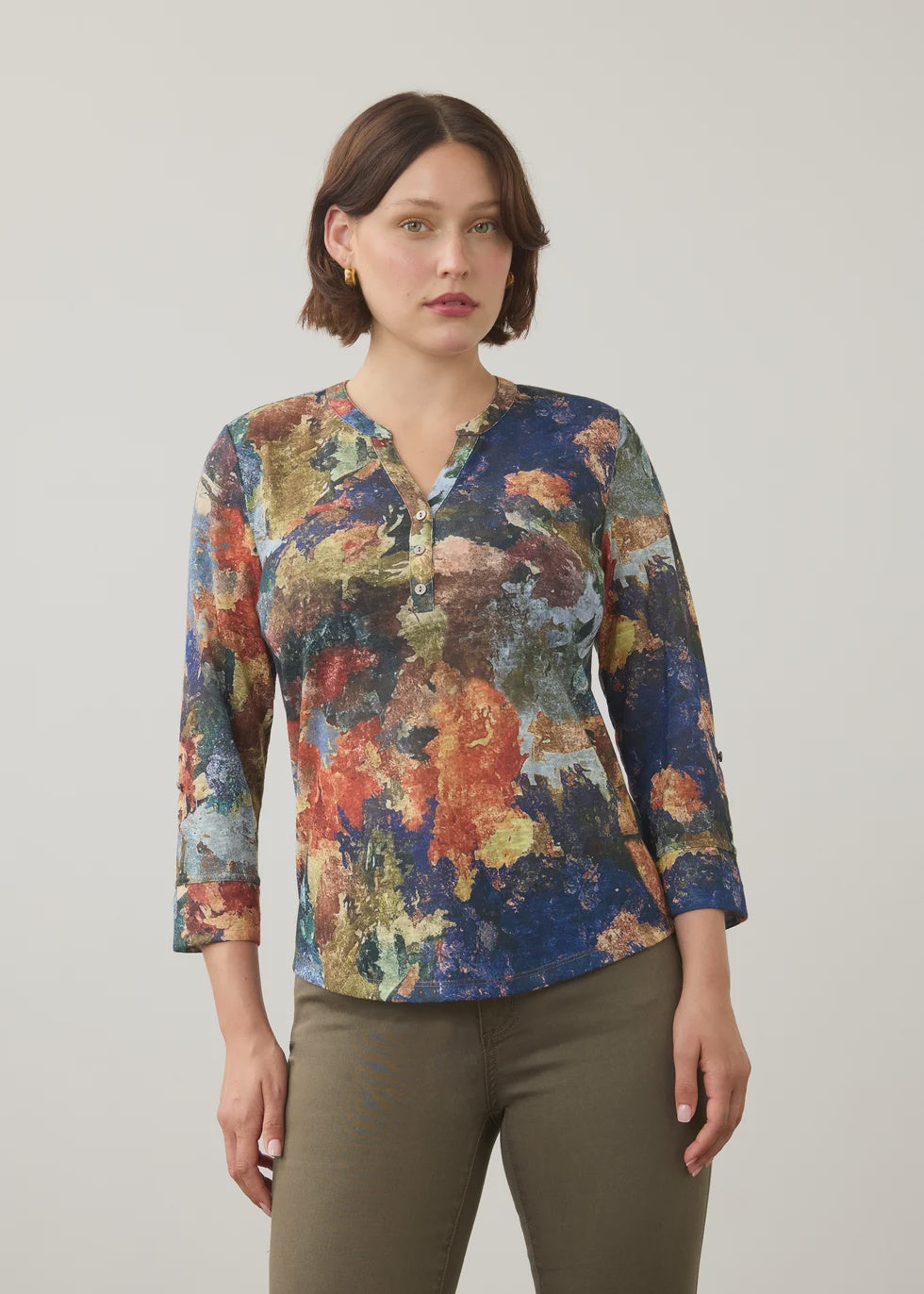 Tallulah 3/4 Sleeve Henley Top 3571451