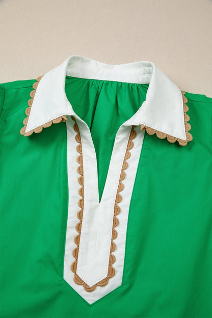 Eileen Collar Short Sleeve Blouse - Hello Beautiful BoutiqueBlouses & ShirtsThreaded Pear