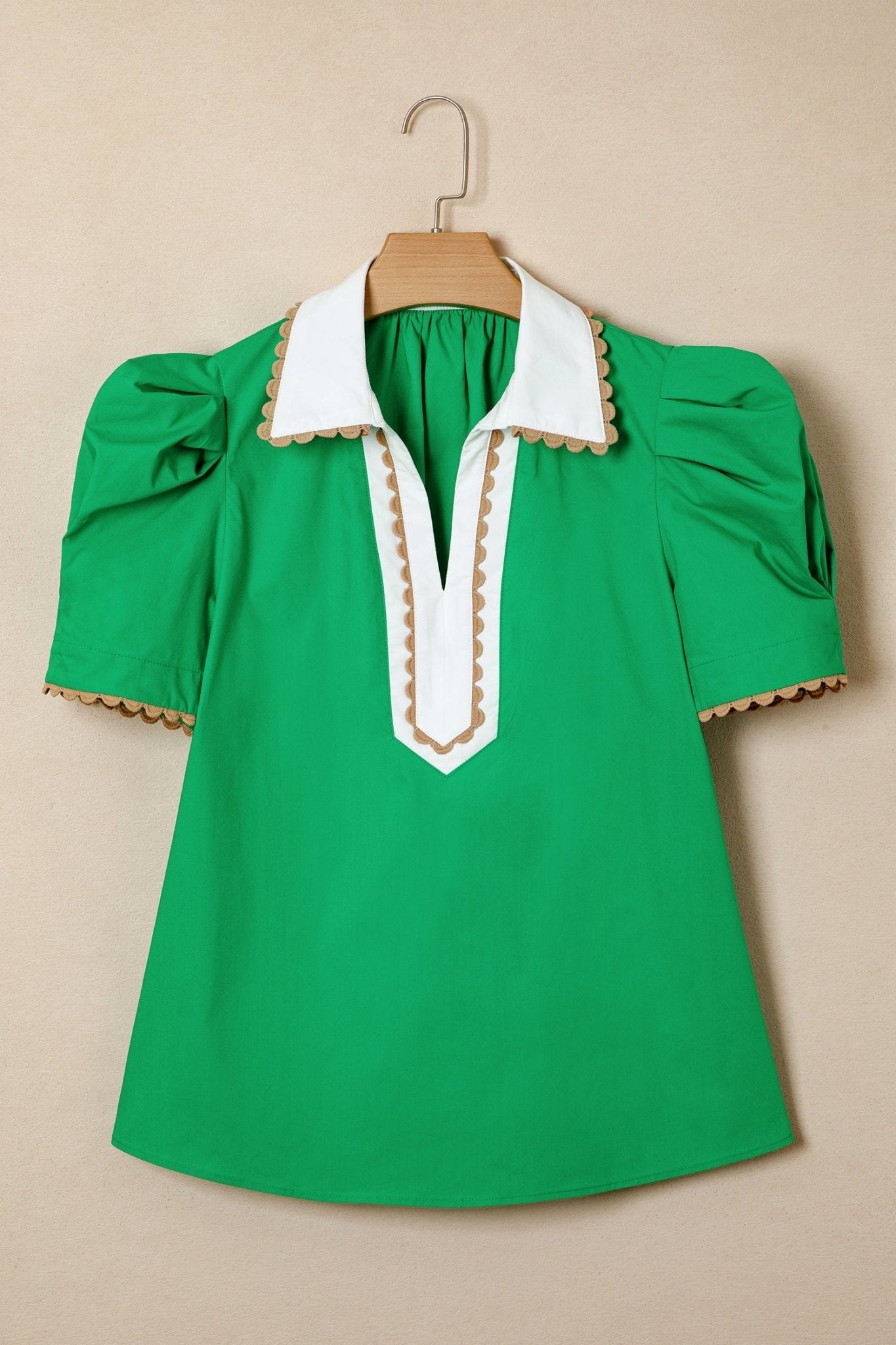 Eileen Collar Short Sleeve Blouse - Hello Beautiful BoutiqueBlouses & ShirtsThreaded Pear