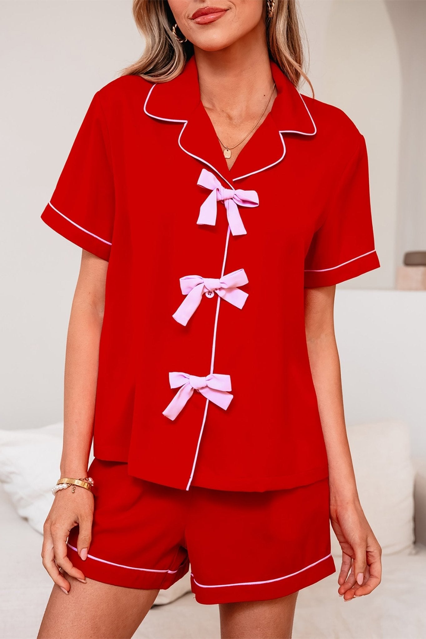 Elaina Silky 2pcs Pajama Set - Hello Beautiful BoutiqueSleepwearThreaded Pear