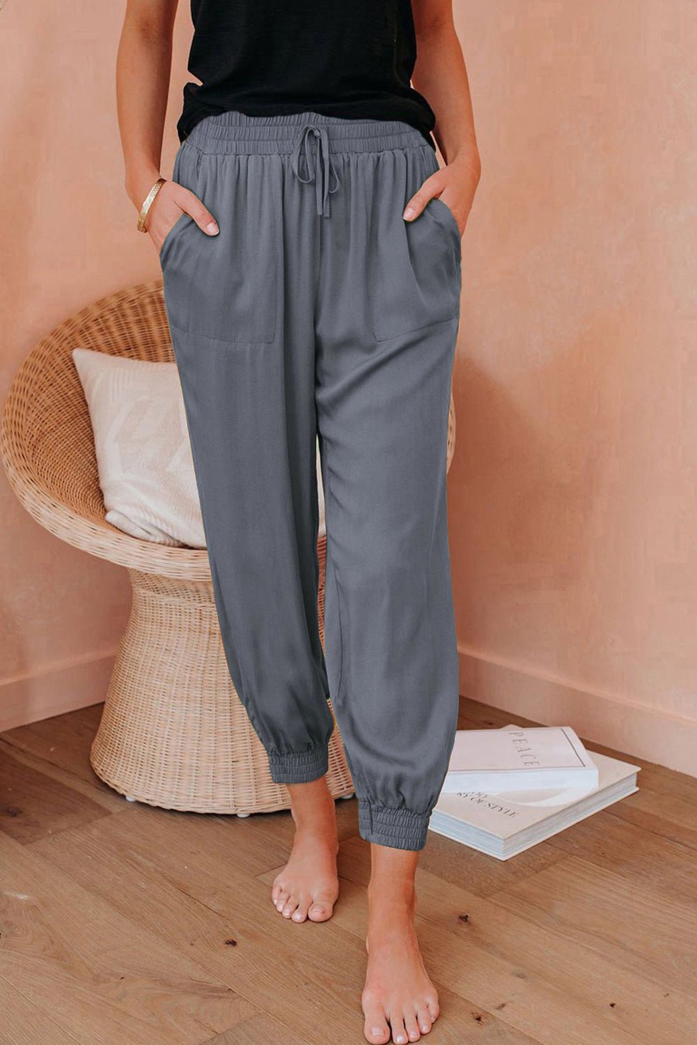 Elani Waistband Cropped Jogger Pants - Hello Beautiful BoutiquePants & CulotteThreaded Pear