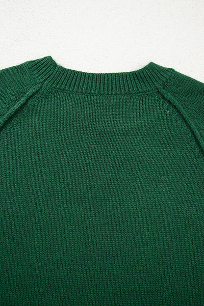 Eleanor Evergreen Raglan Sleeve Sweater - Hello Beautiful BoutiqueSweatersThreaded Pear