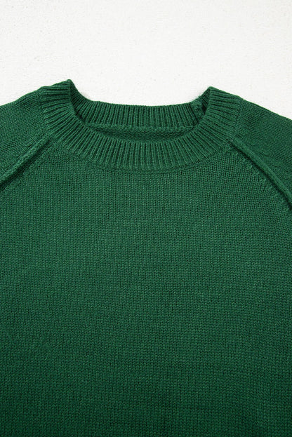 Eleanor Evergreen Raglan Sleeve Sweater - Hello Beautiful BoutiqueSweatersThreaded Pear