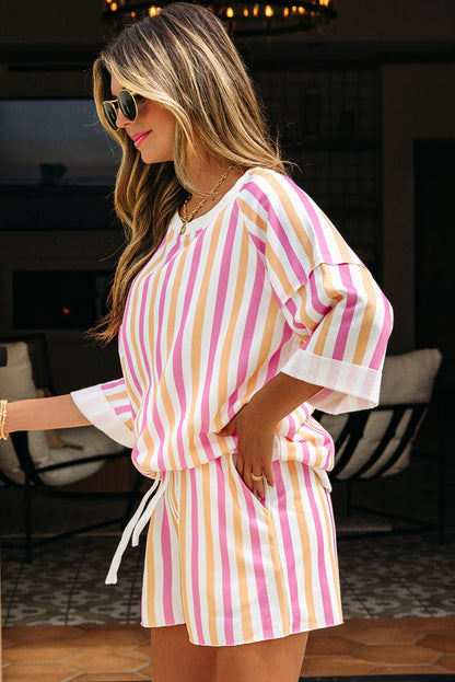 Eleanor Half Sleeve Loose Lounge Set - Hello Beautiful BoutiqueShort SetsThreaded Pear