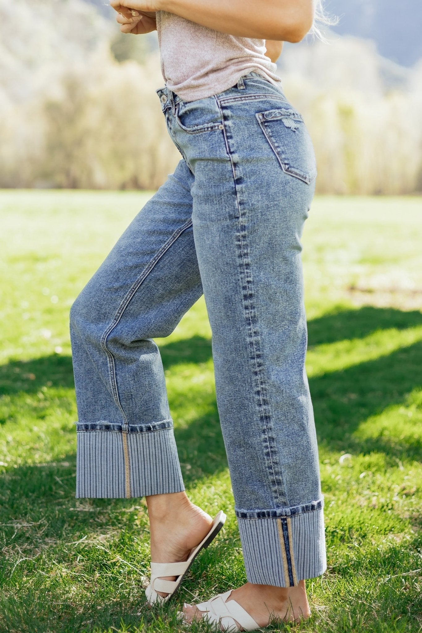 Elia Cuffed Straight Loose Jeans - Hello Beautiful BoutiqueJeansThreaded Pear