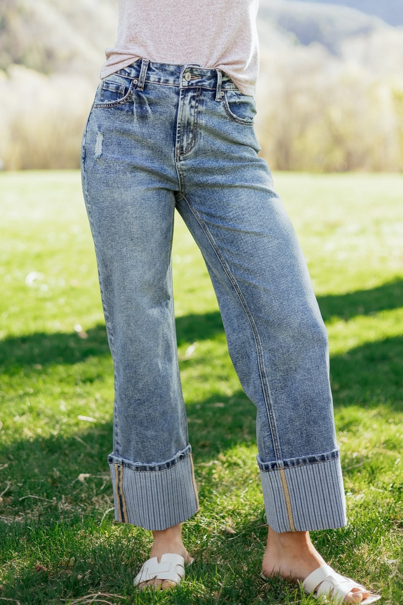 Elia Cuffed Straight Loose Jeans - Hello Beautiful BoutiqueJeansThreaded Pear