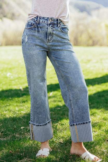 Elia Cuffed Straight Loose Jeans - Hello Beautiful BoutiqueJeansThreaded Pear
