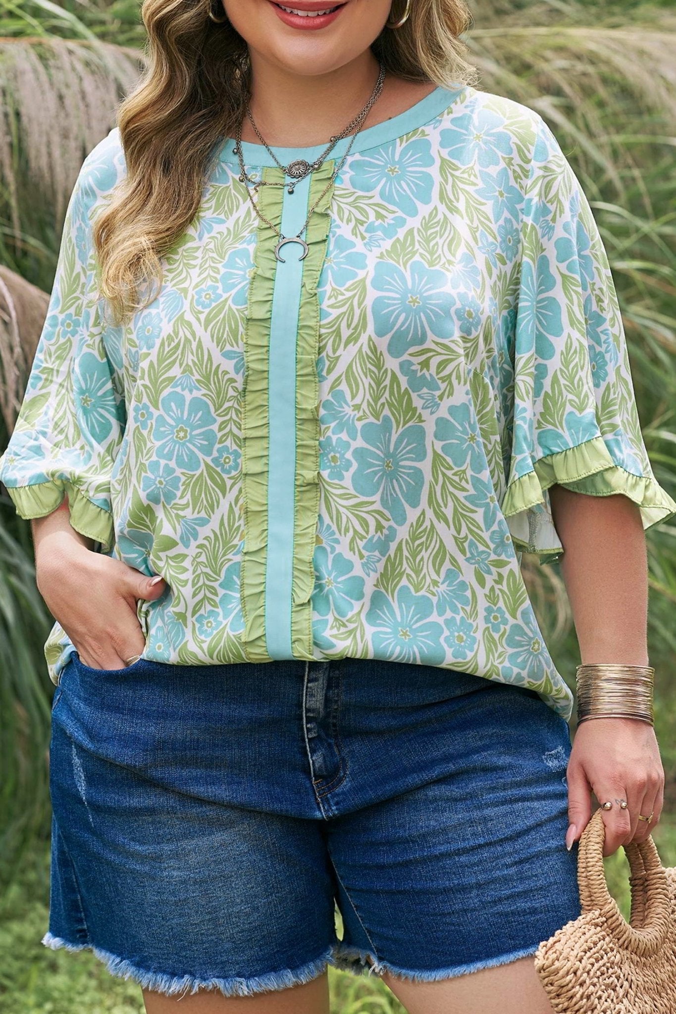 Elina Trim Short Sleeve PLUS Blouse - Hello Beautiful BoutiquePlus Size Blouses & ShirtsThreaded Pear