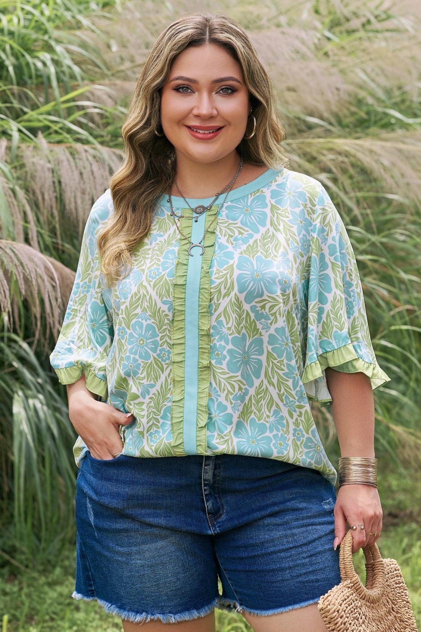 Elina Trim Short Sleeve PLUS Blouse - Hello Beautiful BoutiquePlus Size Blouses & ShirtsThreaded Pear