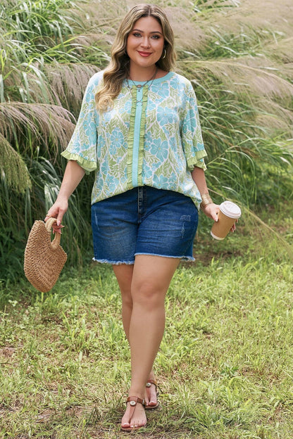 Elina Trim Short Sleeve PLUS Blouse - Hello Beautiful BoutiquePlus Size Blouses & ShirtsThreaded Pear