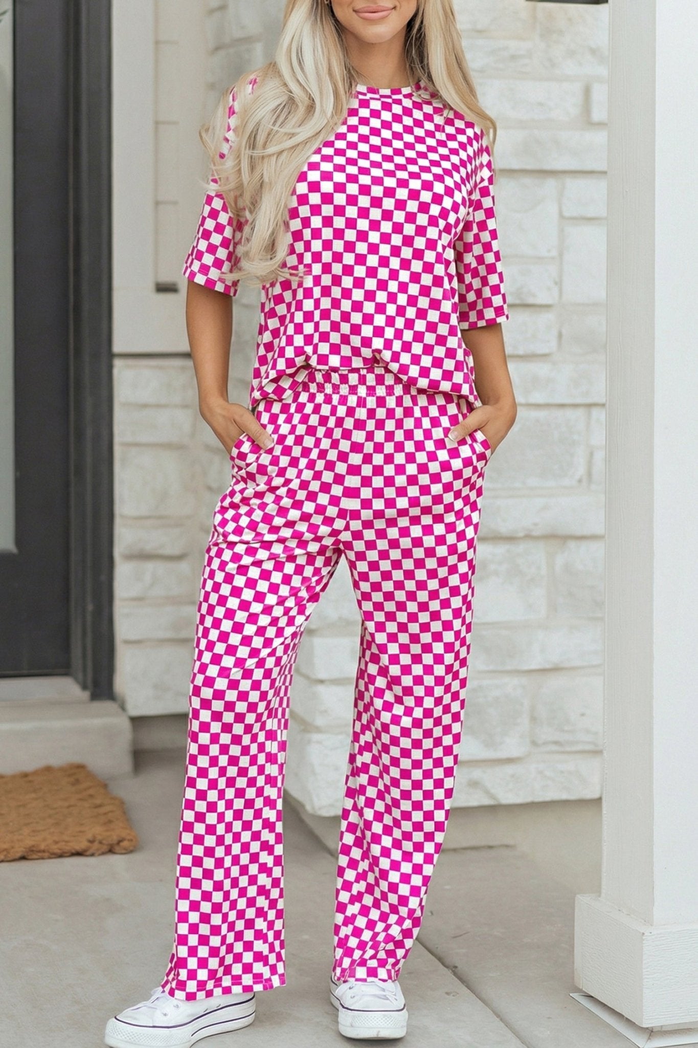 Elisa Print Half Sleeve Lounge Set - Hello Beautiful BoutiqueLoungewearThreaded Pear