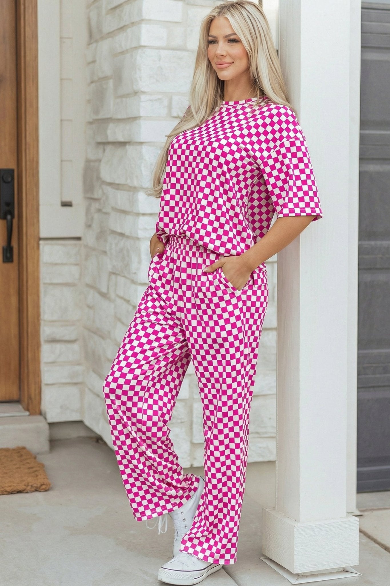 Elisa Print Half Sleeve Lounge Set - Hello Beautiful BoutiqueLoungewearThreaded Pear
