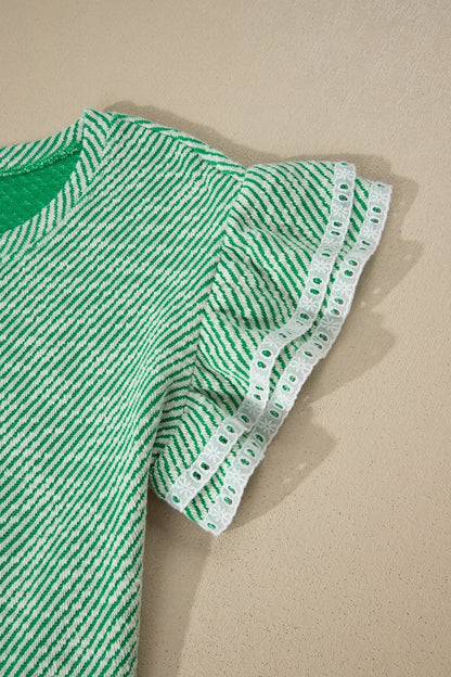 Elisabeth Ruffled Short Sleeve Blouse - Hello Beautiful BoutiqueBlouses & ShirtsThreaded Pear