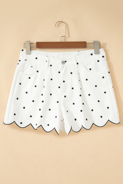 Elise Embroidered Scallop Hem Shorts - Hello Beautiful BoutiqueCasual ShortsThreaded Pear