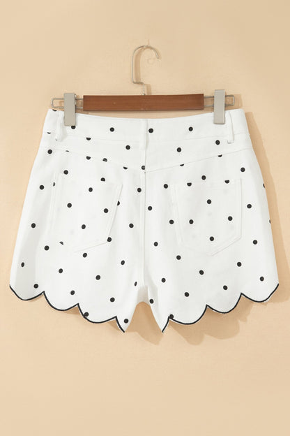 Elise Embroidered Scallop Hem Shorts - Hello Beautiful BoutiqueCasual ShortsThreaded Pear