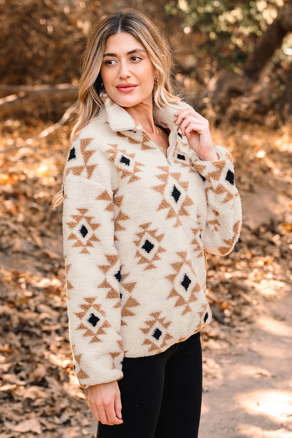 Elizy Quarter Zip Collar Sweatshirt - Hello Beautiful BoutiqueSweatshirts & HoodiesThreaded Pear