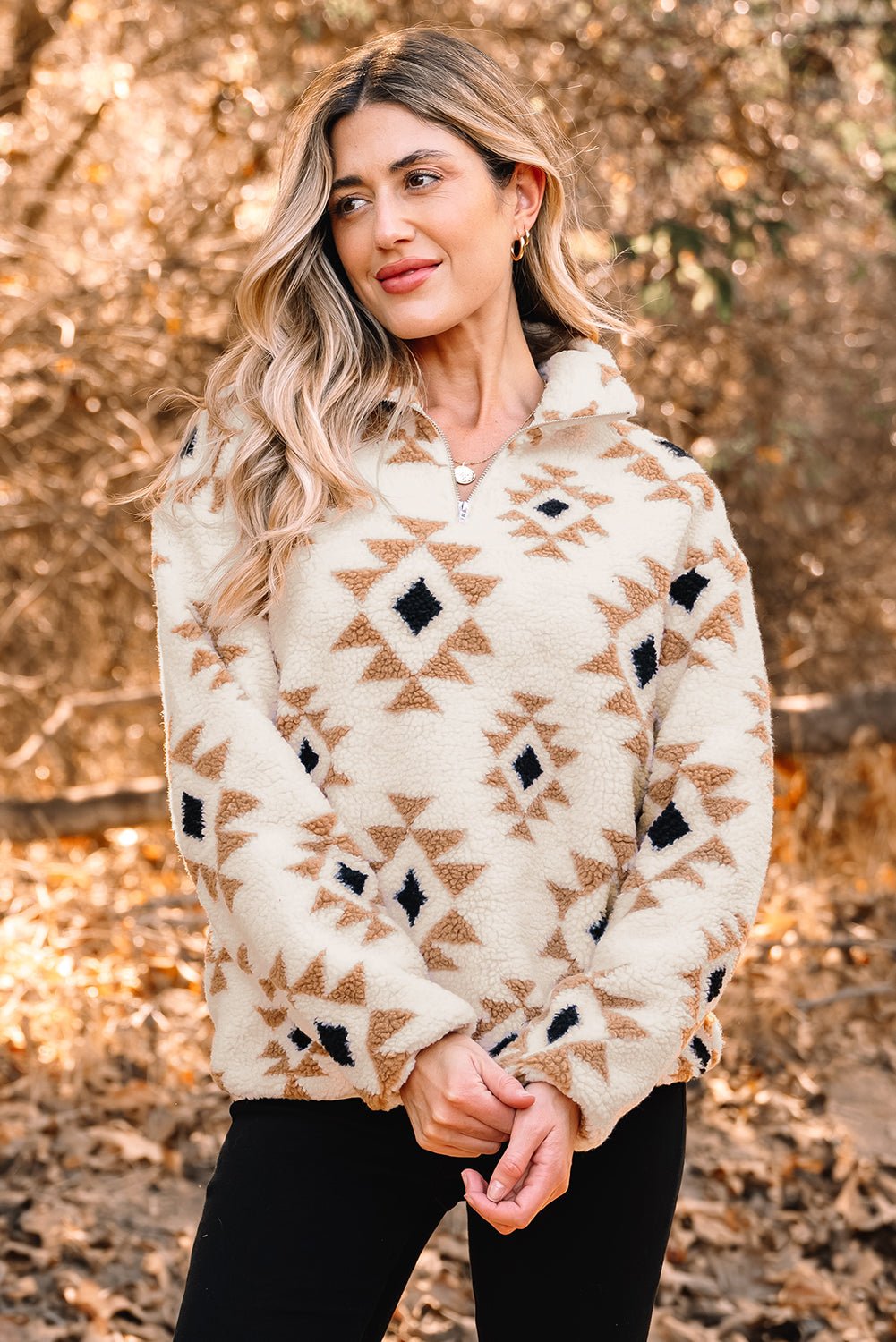 Elizy Quarter Zip Collar Sweatshirt - Hello Beautiful BoutiqueSweatshirts & HoodiesThreaded Pear