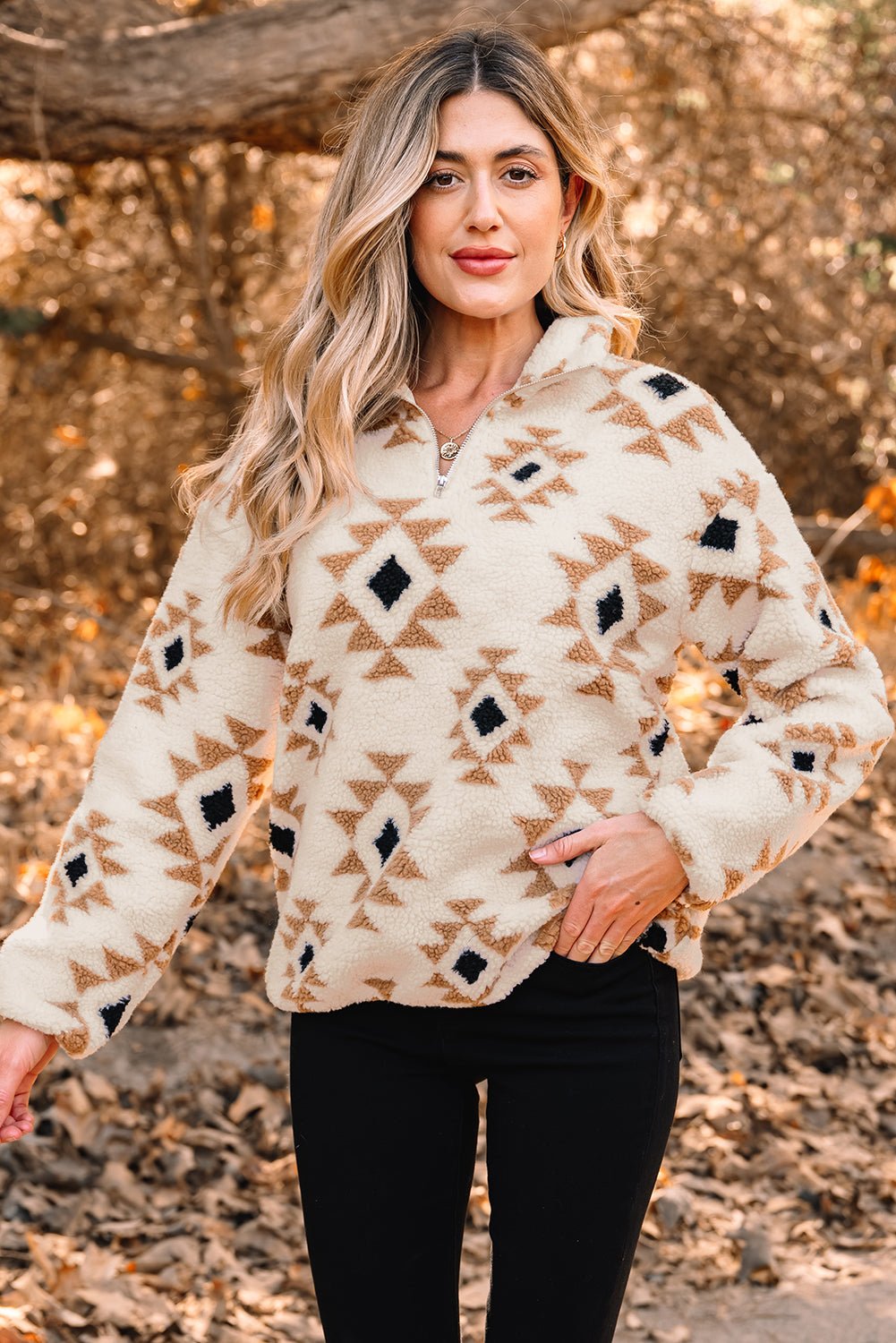 Elizy Quarter Zip Collar Sweatshirt - Hello Beautiful BoutiqueSweatshirts & HoodiesThreaded Pear