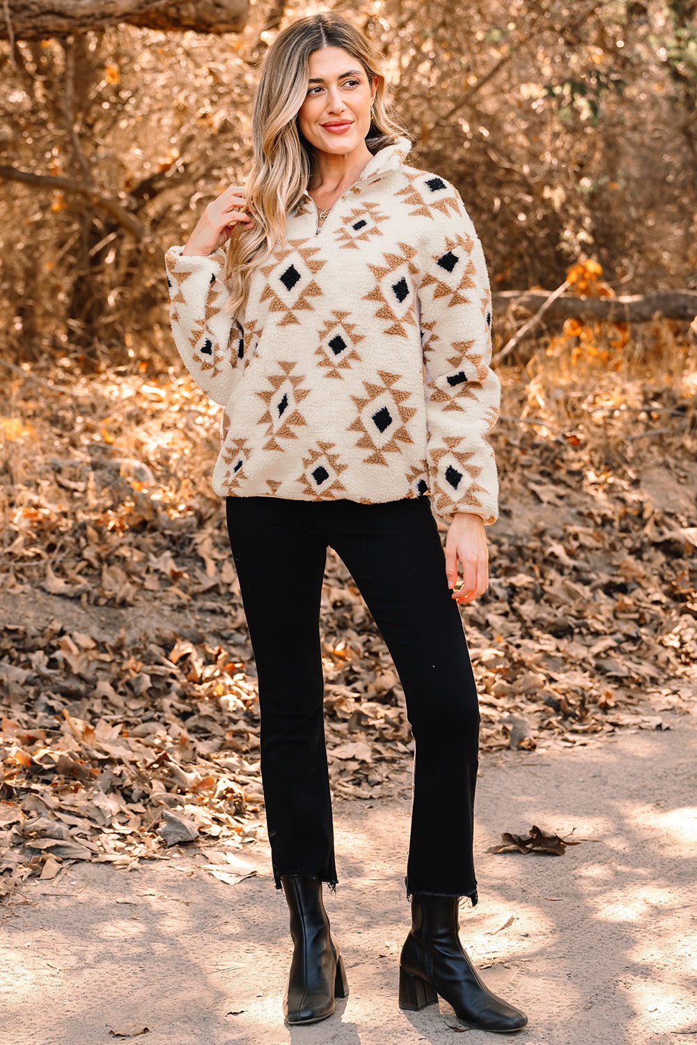 Elizy Quarter Zip Collar Sweatshirt - Hello Beautiful BoutiqueSweatshirts & HoodiesThreaded Pear