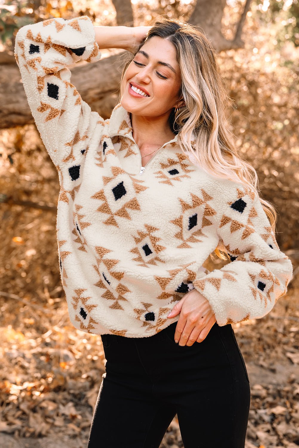 Elizy Quarter Zip Collar Sweatshirt - Hello Beautiful BoutiqueSweatshirts & HoodiesThreaded Pear